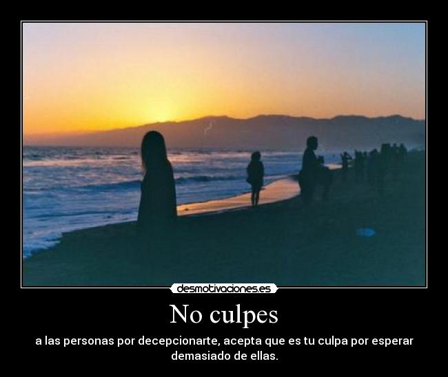 No culpes - a las personas por decepcionarte, acepta que es tu culpa por esperar
demasiado de ellas.