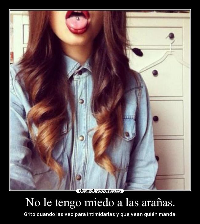 No le tengo miedo a las arañas. - Grito cuando las veo para intimidarlas y que vean quién manda.