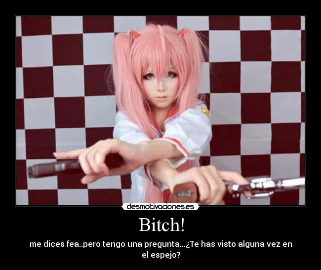 Bitch! - me dices fea..pero tengo una pregunta...¿Te has visto alguna vez en el espejo?