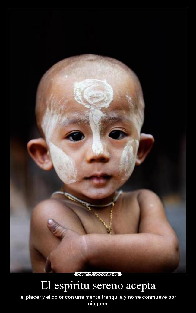 El espíritu sereno acepta - el placer y el dolor con una mente tranquila y no se conmueve por ninguno.