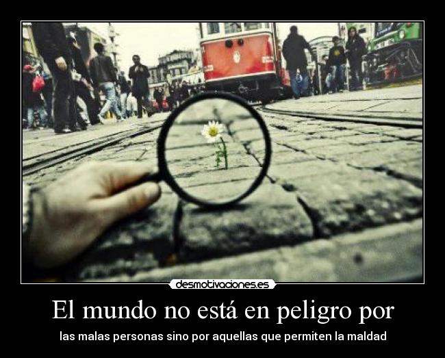 El mundo no está en peligro por - las malas personas sino por aquellas que permiten la maldad