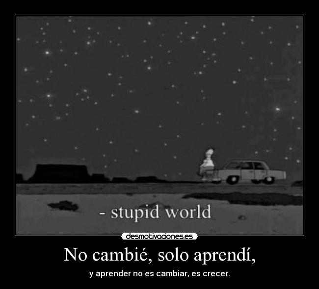 No cambié, solo aprendí, -