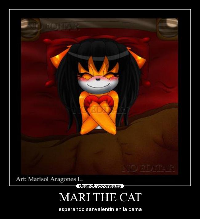 MARI THE CAT - esperando sanvalentin en la cama
