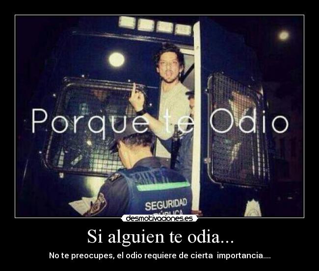 Si alguien te odia... - No te preocupes, el odio requiere de cierta importancia....