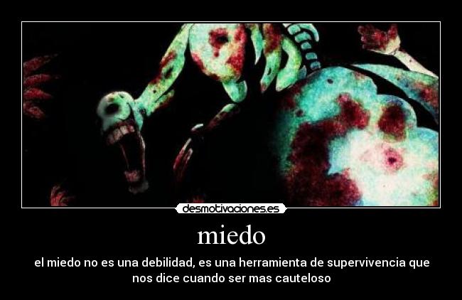 miedo - el miedo no es una debilidad, es una herramienta de supervivencia que
nos dice cuando ser mas cauteloso