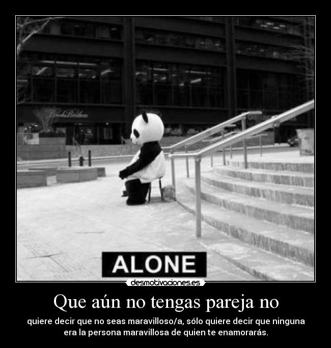 Que aún no tengas pareja no - quiere decir que no seas maravilloso/a, sólo quiere decir que ninguna
era la persona maravillosa de quien te enamorarás.