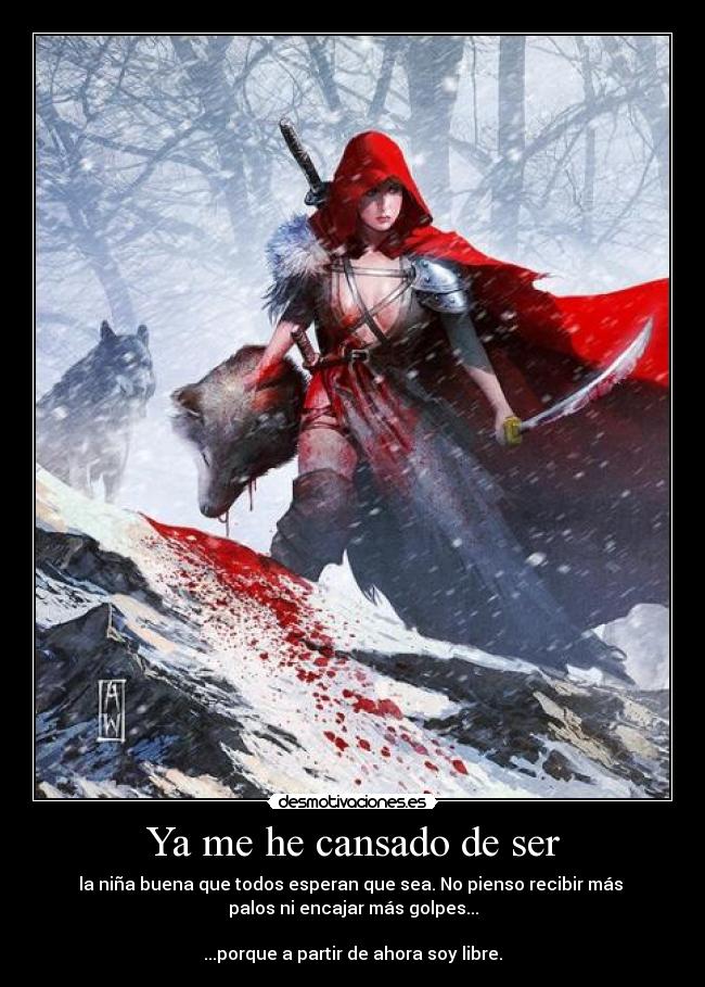 carteles caperucita lobo malota nina buena cansada libre desmotivaciones