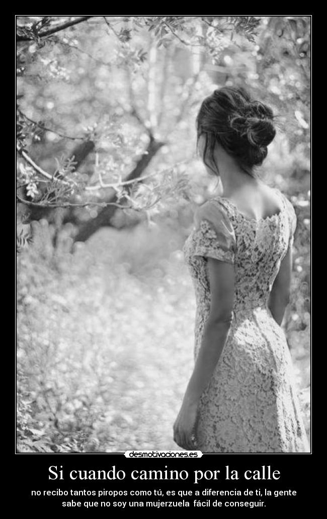Si cuando camino por la calle - no recibo tantos piropos como tú, es que a diferencia de ti, la gente
sabe que no soy una mujerzuela fácil de conseguir.