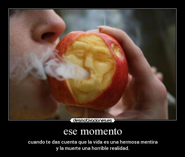 ese momento - cuando te das cuenta que la vida es una hermosa mentira
y la muerte una horrible realidad.