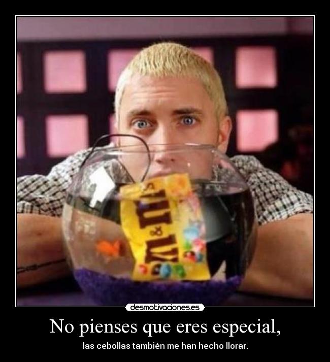 No pienses que eres especial, - las cebollas también me han hecho llorar.