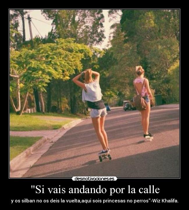 Si vais andando por la calle - y os silban no os deis la vuelta,aqui sois princesas no perros-Wiz Khalifa.