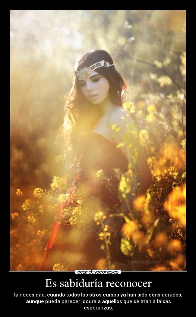 Es sabiduría reconocer - la necesidad, cuando todos los otros cursos ya han sido considerados,
aunque pueda parecer locura a aquellos que se atan a falsas
esperanzas.