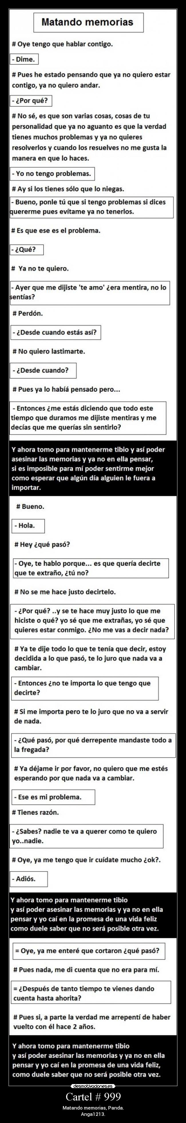 Cartel # 999 - Matando memorias, Panda.
Anga1213.