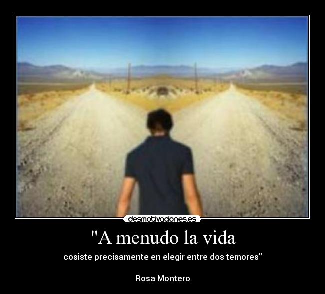 A menudo la vida - cosiste precisamente en elegir entre dos temores
Rosa Montero