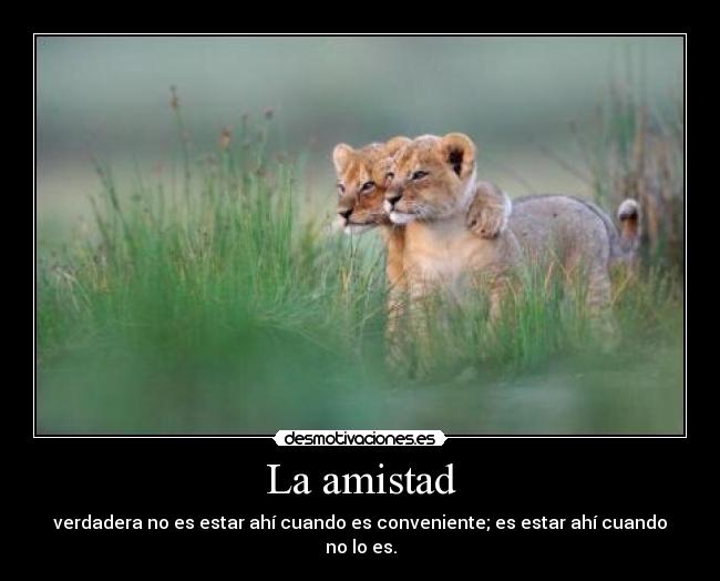 La amistad - verdadera no es estar ahí cuando es conveniente; es estar ahí cuando no lo es.