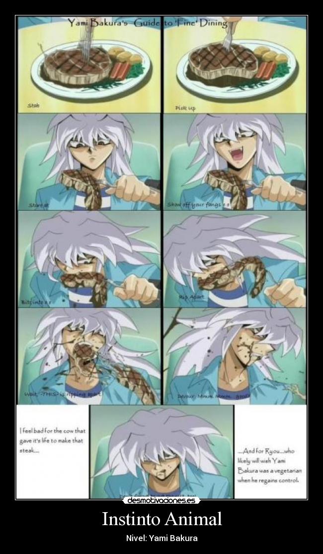 carteles yugioh yami bakura echos reales tragones instinto animal glotoneria desmotivaciones