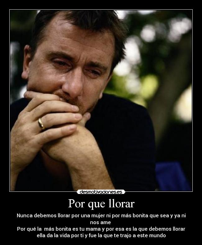 Por que llorar - Nunca debemos llorar por una mujer ni por más bonita que sea y ya ni
nos ame
Por qué la más bonita es tu mama y por esa es la que debemos llorar
ella da la vida por ti y fue la que te trajo a este mundo