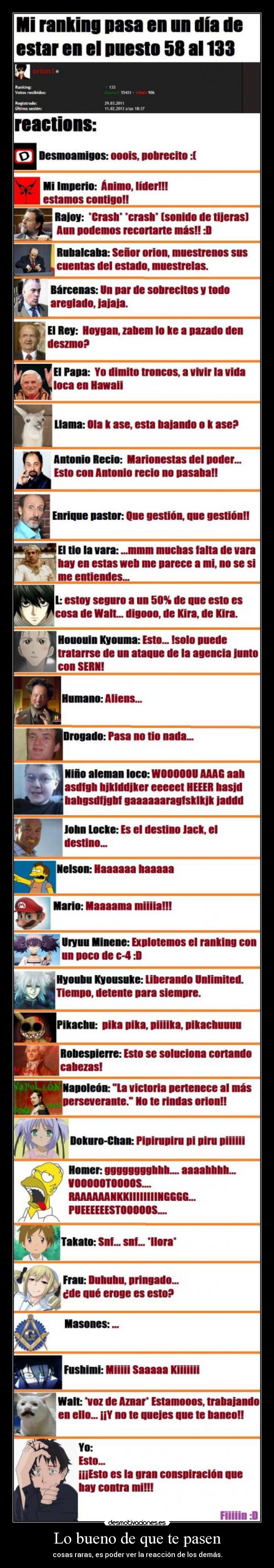 Lo bueno de que te pasen -