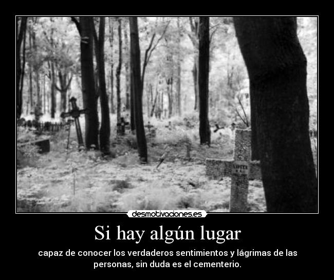 Si hay algún lugar - capaz de conocer los verdaderos sentimientos y lágrimas de las
personas, sin duda es el cementerio.