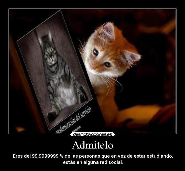 Admítelo - Eres del 99.9999999 % de las personas que en vez de estar estudiando,
estás en alguna red social.