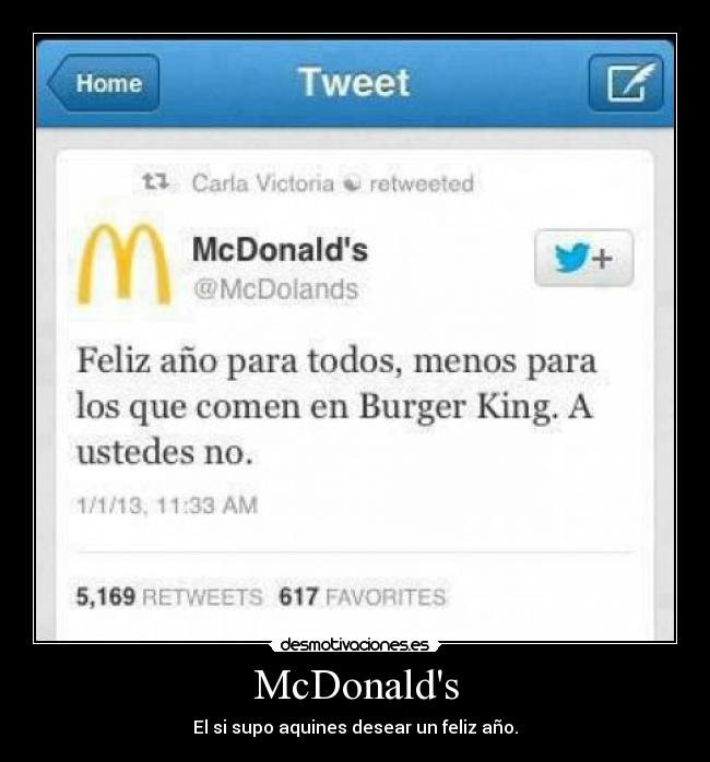 McDonalds - El si supo aquines desear un feliz año.
