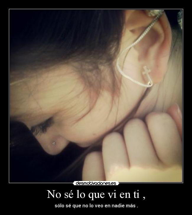 No sé lo que vi en ti , -