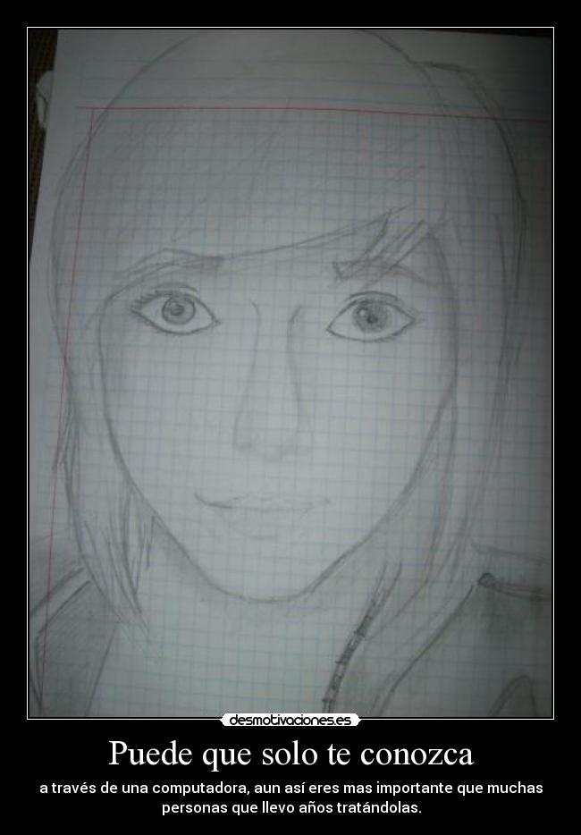 Puede que solo te conozca - a través de una computadora, aun así eres mas importante que muchas
personas que llevo años tratándolas.