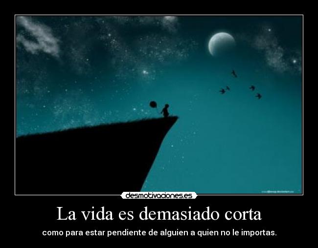 La vida es demasiado corta - como para estar pendiente de alguien a quien no le importas.