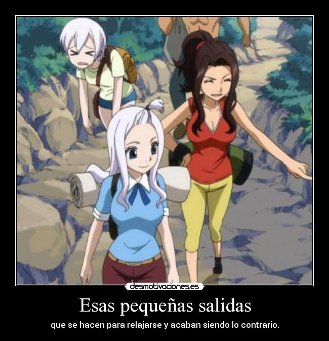 carteles anime manga otaku fairy tail mirajane cana elfman lisanna pequenas salidas que acaban estresandot desmotivaciones