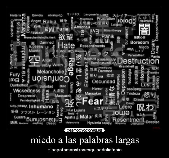 miedo a las palabras largas - Hipopotomonstrosesquipedaliofobia