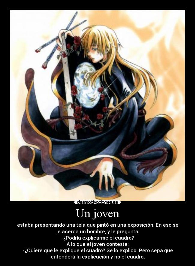 carteles cuadro saint seiya alone joven pintor hombre exposicion explicacion explicar desmotivaciones