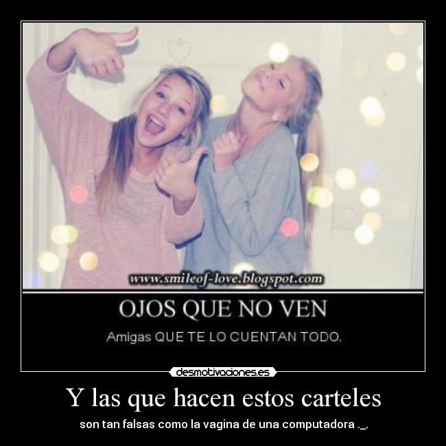 Y las que hacen estos carteles - son tan falsas como la vagina de una computadora ._.