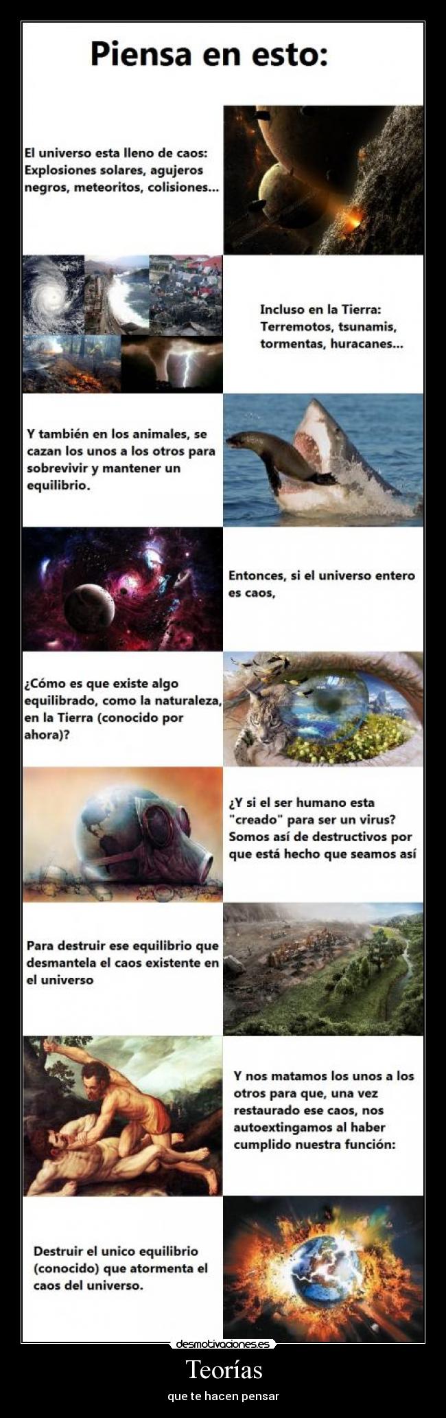 carteles caos universo naturaleza teoria pensar filosofia humanidad desmotivaciones