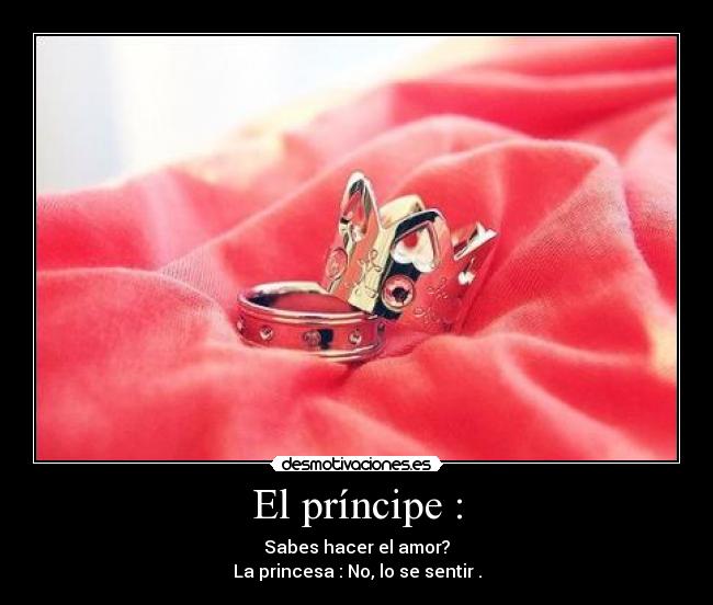 El príncipe : - Sabes hacer el amor?
La princesa : No, lo se sentir .