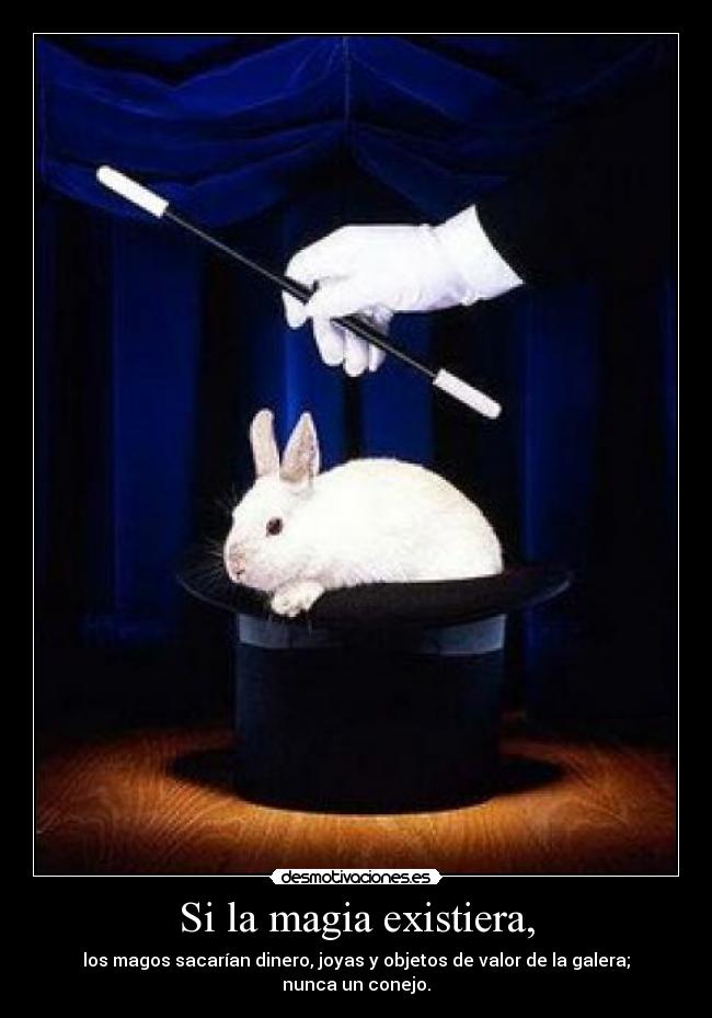 Si la magia existiera, - los magos sacarían dinero, joyas y objetos de valor de la galera; nunca un conejo.