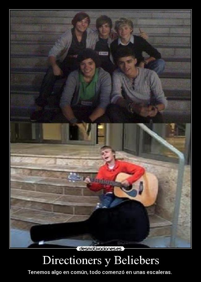 Directioners y Beliebers - Tenemos algo en común, todo comenzó en unas escaleras. ♥