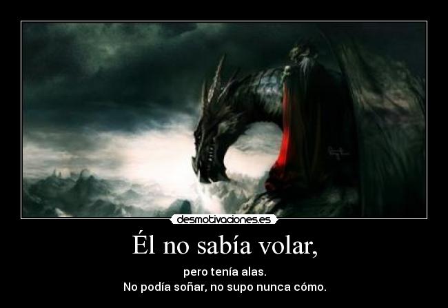 Él no sabía volar, - pero tenía alas.
No podía soñar, no supo nunca cómo.