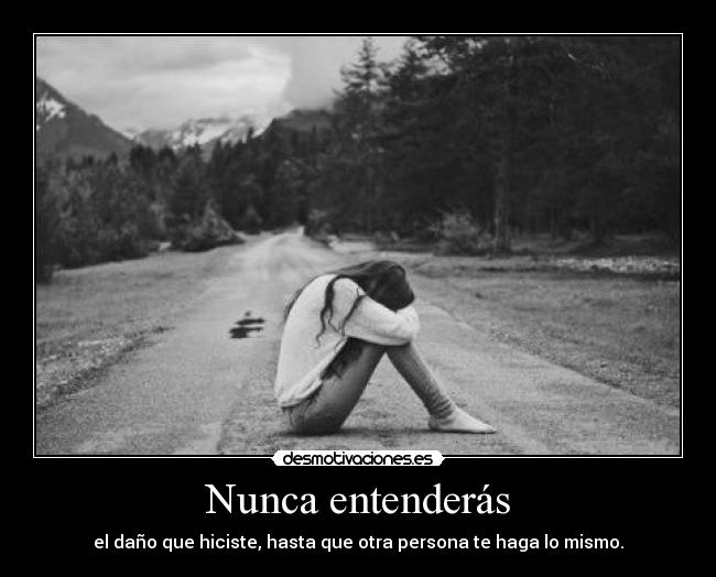 Nunca entenderás - el daño que hiciste, hasta que otra persona te haga lo mismo.