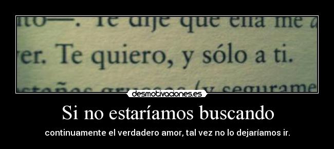 Si no estaríamos buscando - continuamente el verdadero amor, tal vez no lo dejaríamos ir.