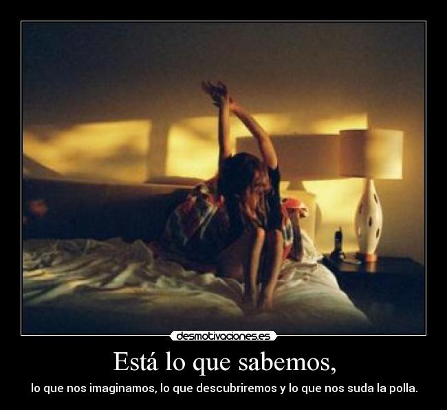 Está lo que sabemos, - lo que nos imaginamos, lo que descubriremos y lo que nos suda la polla.