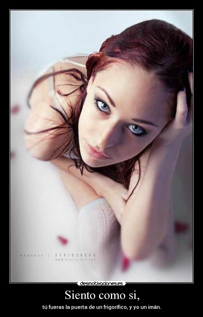 Siento como si, - tú fueras la puerta de un frigorífico, y yo un imán.