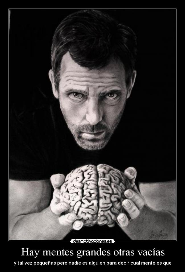 Hay mentes grandes otras vacías - y tal vez pequeñas pero nadie es alguien para decir cual mente es que