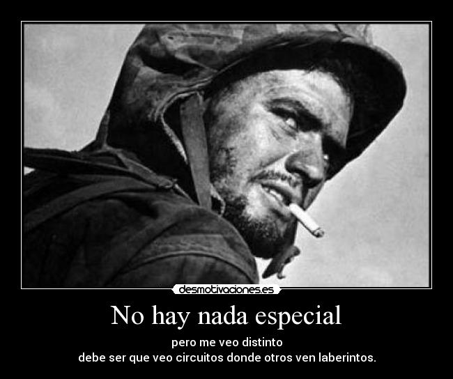 No hay nada especial - pero me veo distinto
debe ser que veo circuitos donde otros ven laberintos.