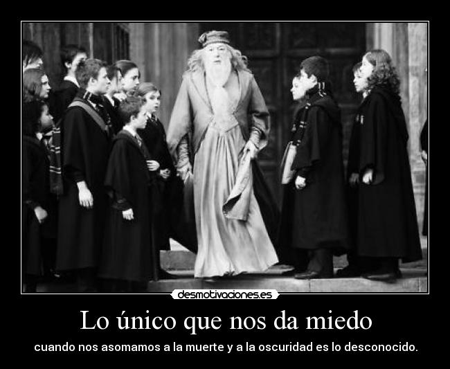 Lo único que nos da miedo - cuando nos asomamos a la muerte y a la oscuridad es lo desconocido.