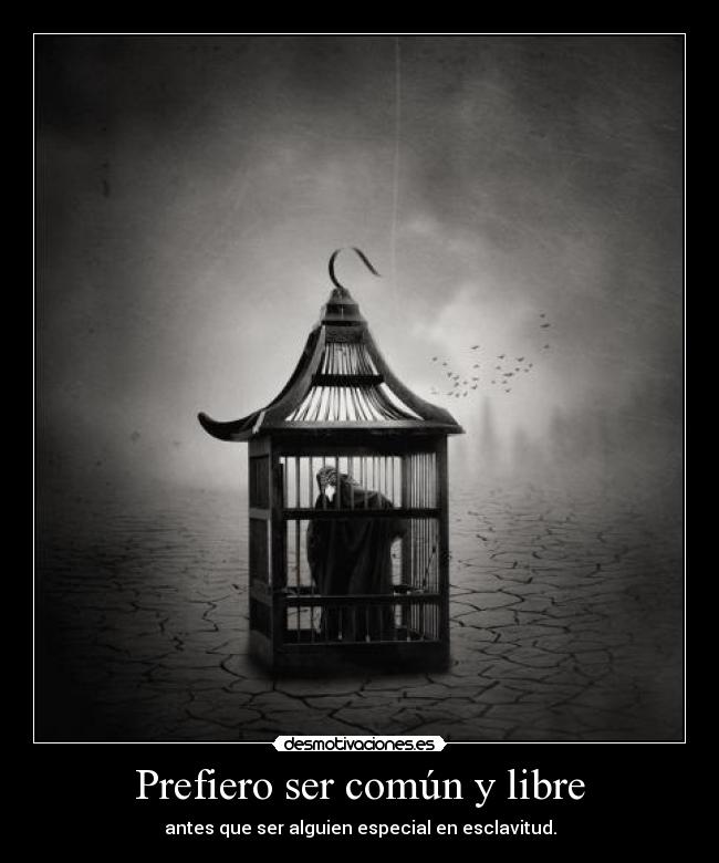 Prefiero ser común y libre - antes que ser alguien especial en esclavitud.