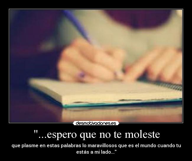 ...espero que no te moleste - que plasme en estas palabras lo maravillosos que es el mundo cuando tu
estás a mi lado...