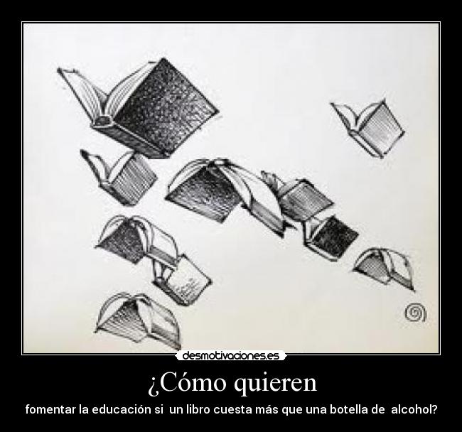 ¿Cómo quieren - fomentar la educación si  un libro cuesta más que una botella de  alcohol?