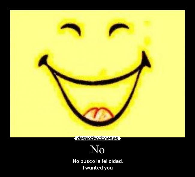 No - No busco la felicidad.
I wanted you