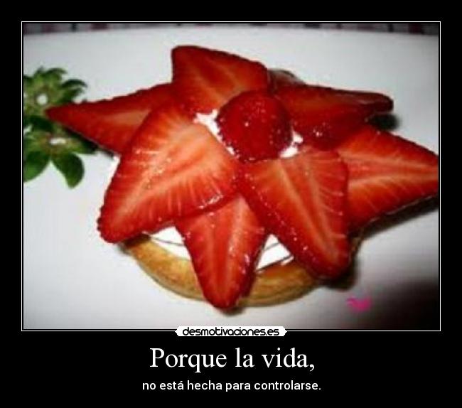 Porque la vida, - no está hecha para controlarse.