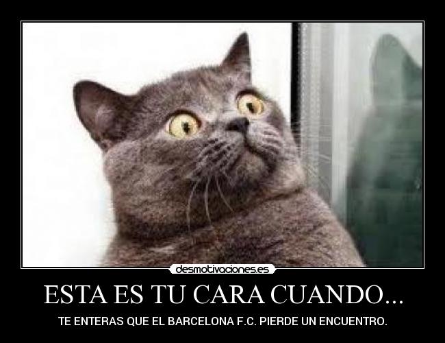 ESTA ES TU CARA CUANDO... - TE ENTERAS QUE EL BARCELONA F.C. PIERDE UN ENCUENTRO.